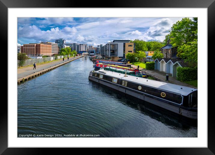 House Boats on Union Canal, Edinburgh Framed Mounted Print by Kasia Design