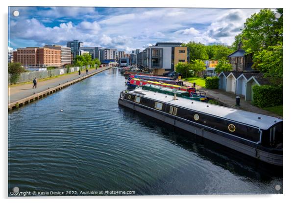 House Boats on Union Canal, Edinburgh Acrylic by Kasia Design