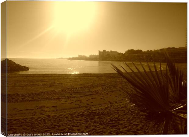 Sepia sunset on Aguadulce beach Canvas Print by Gary Wood