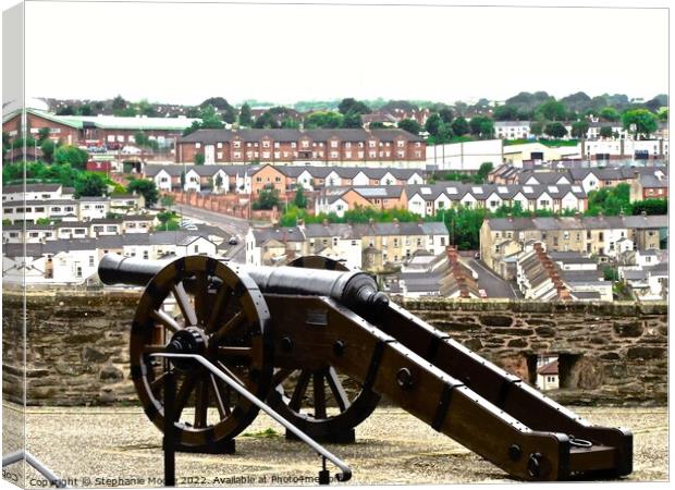 Cannon overlooking Bogside Canvas Print by Stephanie Moore