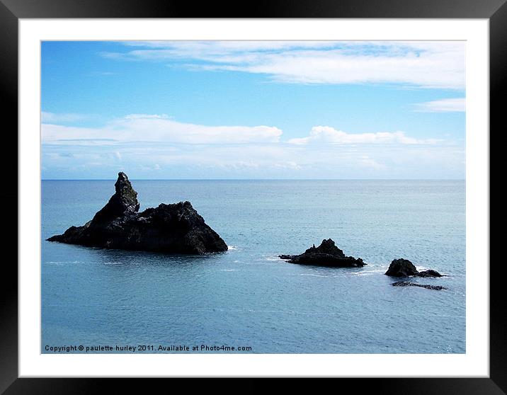 Broad Haven South.Church Rock. Framed Mounted Print by paulette hurley