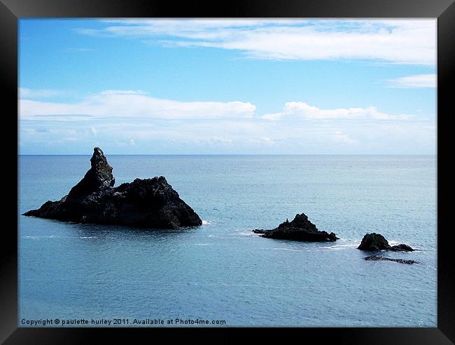 Broad Haven South.Church Rock. Framed Print by paulette hurley