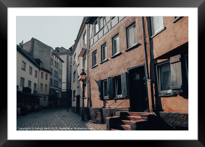 Sachsenhausen old town street in Frankfurt Framed Mounted Print by Sanga Park