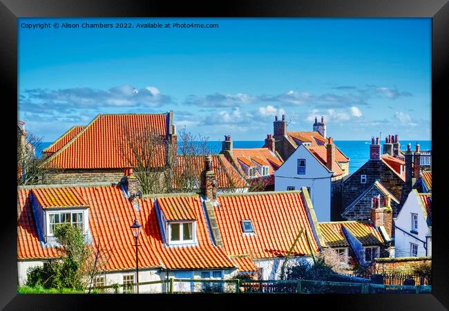 Robin Hoods Bay Rooftops Framed Print by Alison Chambers