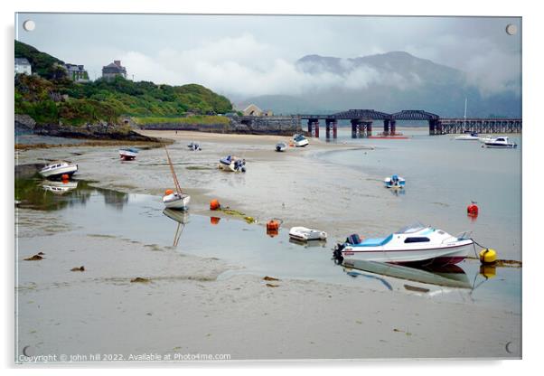Reflections at low tide in Barmouth, Wales. Acrylic by john hill