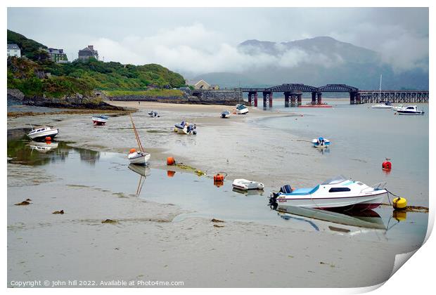 Reflections at low tide in Barmouth, Wales. Print by john hill