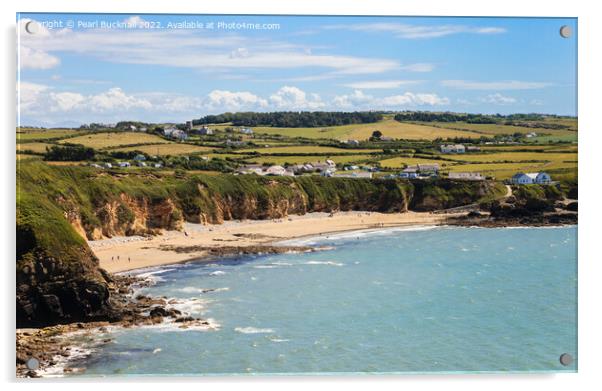 Church Bay Beach Anglesey Coast Acrylic by Pearl Bucknall