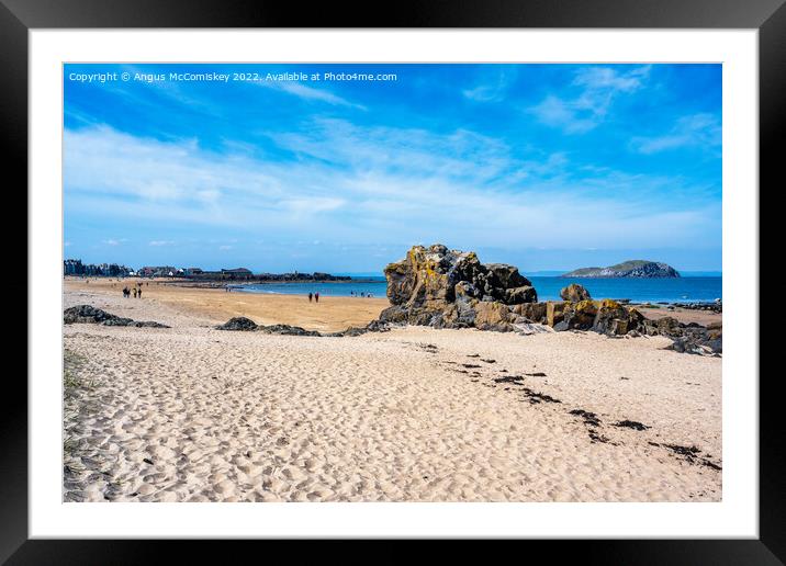 Rocky outcrop on Milsey Bay beach North Berwick Framed Mounted Print by Angus McComiskey