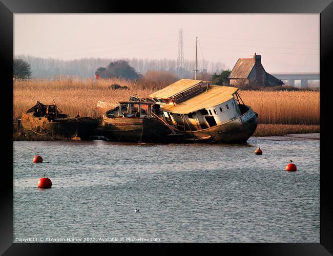 The Haunting Beauty of Abandoned Boats Framed Print by Stephen Hamer