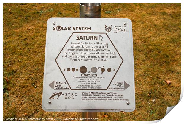 Curious Plaque of Saturn Print by GJS Photography Artist