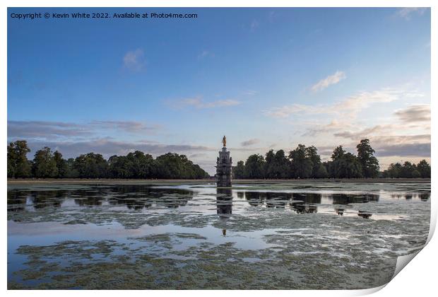 Algae in pond around Diana fountain Print by Kevin White