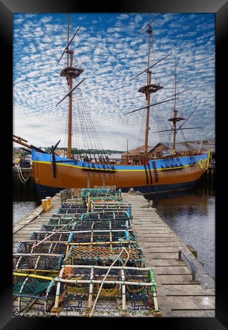The Endeavour Experience; HM Bark Endeavour Replic Framed Print by Steve Gill