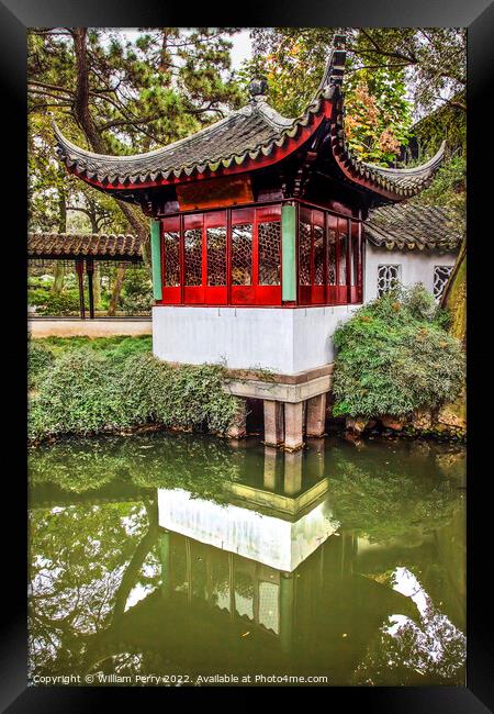 Ancient Red Pagoda Garden Humble Administrator Suzhou China Framed Print by William Perry