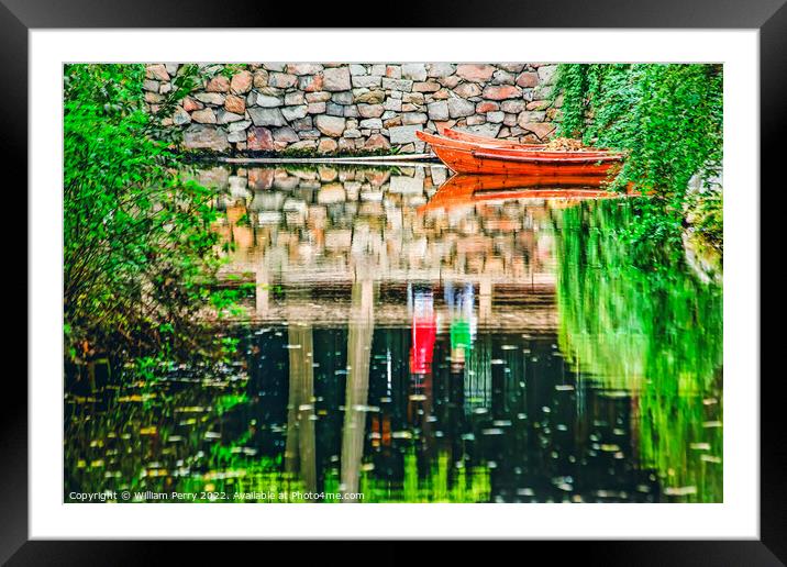 Boat Reflection Garden Humble Administrator Suzhou China Framed Mounted Print by William Perry