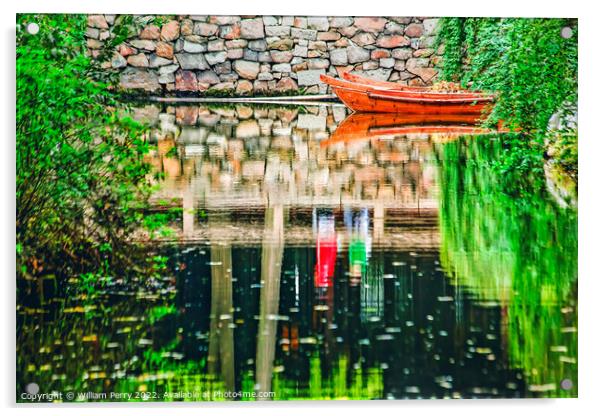 Boat Reflection Garden Humble Administrator Suzhou China Acrylic by William Perry