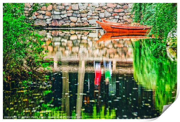 Boat Reflection Garden Humble Administrator Suzhou China Print by William Perry