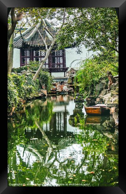 Ancient Chinese Pagoda Garden Humble Administrator Suzhou China Framed Print by William Perry