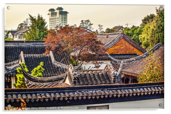 Ancient Style White Apartment Rooftops Suzhou China Acrylic by William Perry