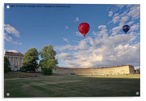 Hot air balloons drift across the Royal Crescent  Acrylic by Duncan Savidge