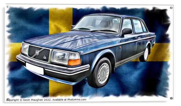 Blue Classic Volvo: A Timeless Beauty Acrylic by Kevin Maughan
