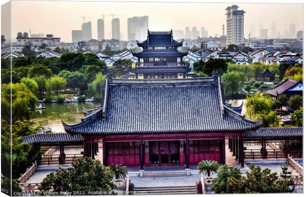 Ancient Chinese Pavilion Hall Pan Men Scenic Area Suzhou China Canvas Print by William Perry