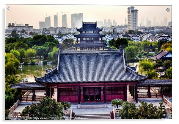 Ancient Chinese Pavilion Hall Pan Men Scenic Area Suzhou China Acrylic by William Perry