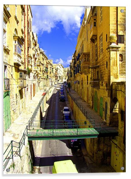 A street in Valletta Acrylic by Tom Gomez