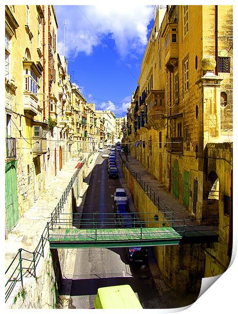 A street in Valletta Print by Tom Gomez