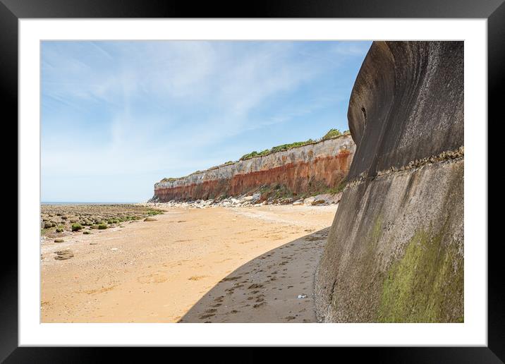 Sea wall at Hunstanton meets the cliffs Framed Mounted Print by Jason Wells