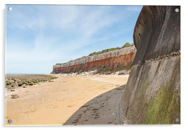 Sea wall at Hunstanton meets the cliffs Acrylic by Jason Wells