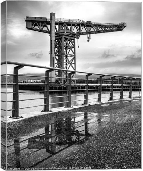 Reflections of the Titan Crane in Clydebank Canvas Print by George Robertson