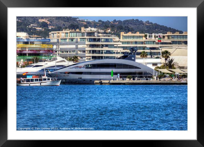 Super Yachts in Port d'Eivassa Framed Mounted Print by Tom Gomez
