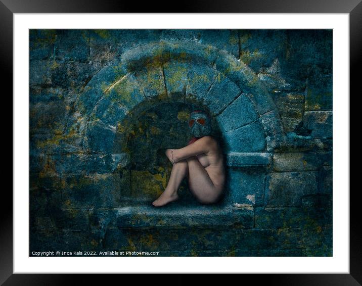 Nude Goth Sat In A Stone Arch Framed Mounted Print by Inca Kala