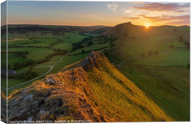 Sunset over Chrome Hill, seen from Parkhouse Hill Canvas Print by Lewis Gabell