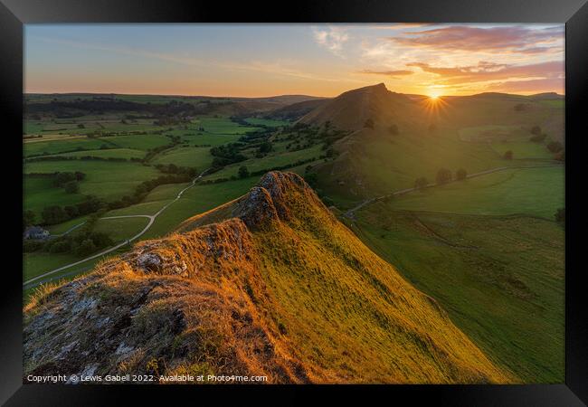 Sunset over Chrome Hill, seen from Parkhouse Hill Framed Print by Lewis Gabell