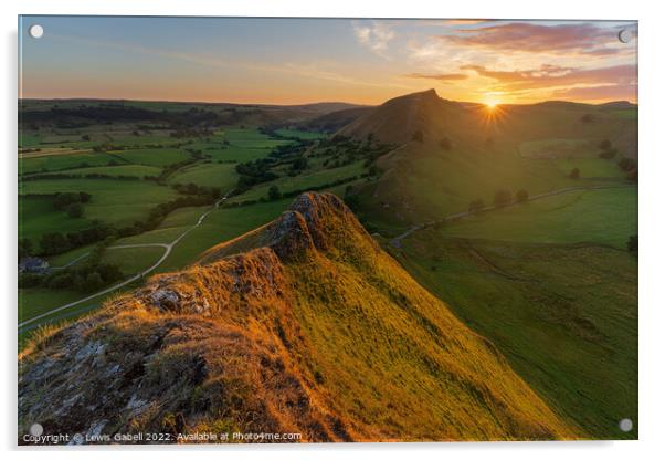 Sunset over Chrome Hill, seen from Parkhouse Hill Acrylic by Lewis Gabell