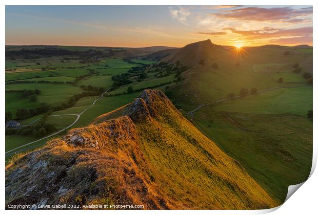 Sunset over Chrome Hill, seen from Parkhouse Hill Print by Lewis Gabell