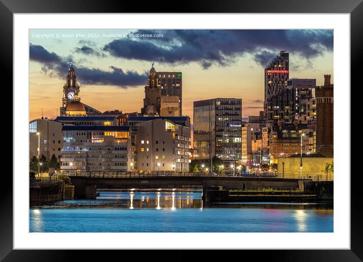 Liverpool at dusk Framed Mounted Print by Kevin Elias