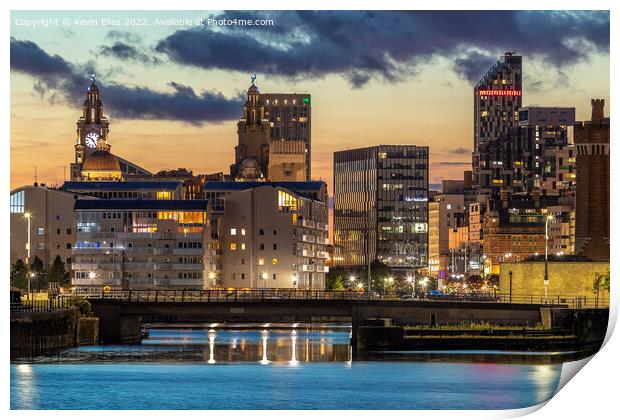 Liverpool at dusk Print by Kevin Elias