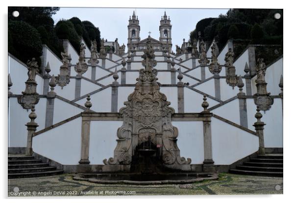 Bom Jesus de Braga Sanctuary Stairs and Fountain Acrylic by Angelo DeVal