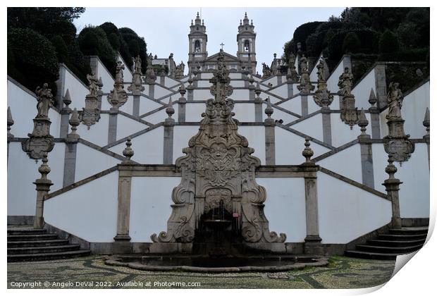 Bom Jesus de Braga Sanctuary Stairs and Fountain Print by Angelo DeVal