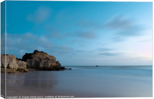 Twilight in Chiringuitos beach with long exposure Canvas Print by Angelo DeVal