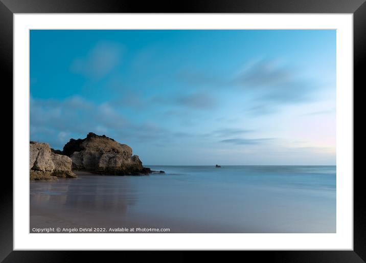 Twilight in Chiringuitos beach with long exposure Framed Mounted Print by Angelo DeVal