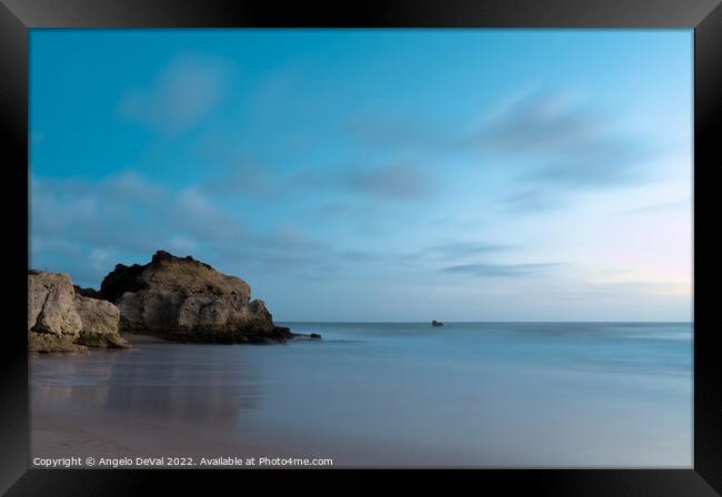Twilight in Chiringuitos beach with long exposure Framed Print by Angelo DeVal