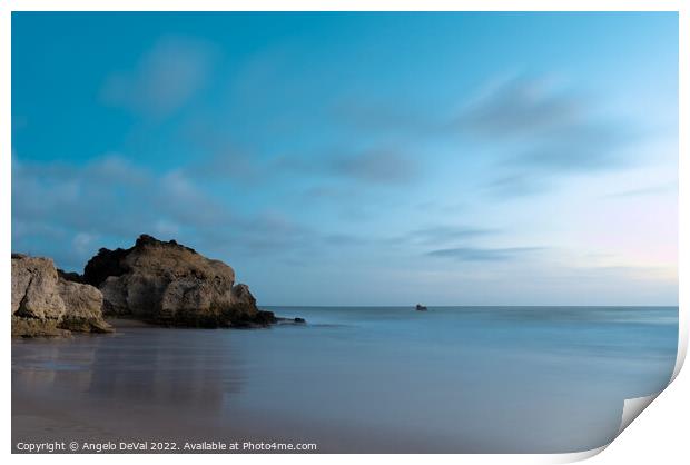 Twilight in Chiringuitos beach with long exposure Print by Angelo DeVal