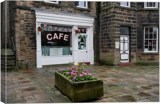 Sids cafe Holmfirth last of the summer wine Canvas Print by Roy Hinchliffe