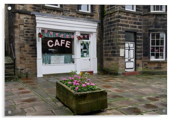 Sids cafe Holmfirth last of the summer wine Acrylic by Roy Hinchliffe