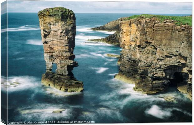Yesnaby Castle Sea Stack, Orkney Isles Canvas Print by Alan Crawford
