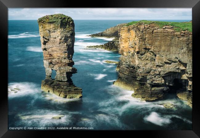 Yesnaby Castle Sea Stack, Orkney Isles Framed Print by Alan Crawford