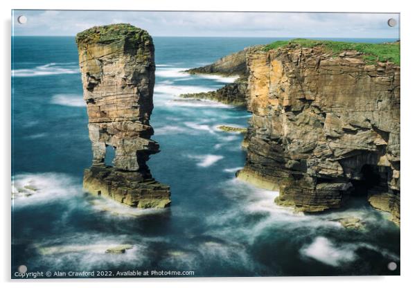 Yesnaby Castle Sea Stack, Orkney Isles Acrylic by Alan Crawford